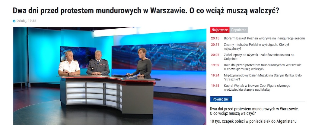 30 - 09 - 2018 - Dwa dni przed protestem mundurowych w Warszawie. O co wciąż muszą walczyć ? - źródło WTK.PL (...)